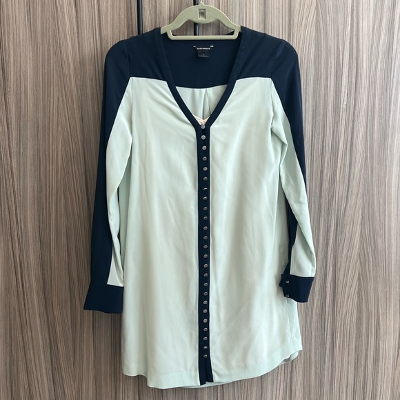 Club Monaco Long Sleeve Silk Colorblock Dress Women’s Size 4 - Picture 1 of 5